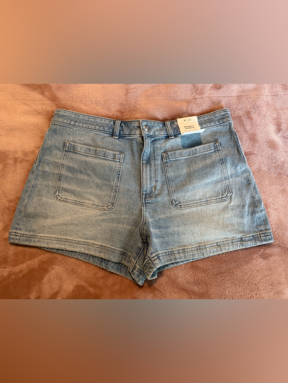 NWT Madewell Emmett High Rise Denim Jean Shorts, Light Wash, Size 33